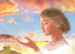 天の船を呼ぶ天使の絵　cg-fantasy-angel-airship