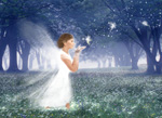 森の中の天使と妖精の絵　cg-fantasy Fairy and angel in the forest