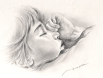 眠る子供の絵　人の絵　人物肖像画・似顔絵　鉛筆画　sleep-child-pencil-5